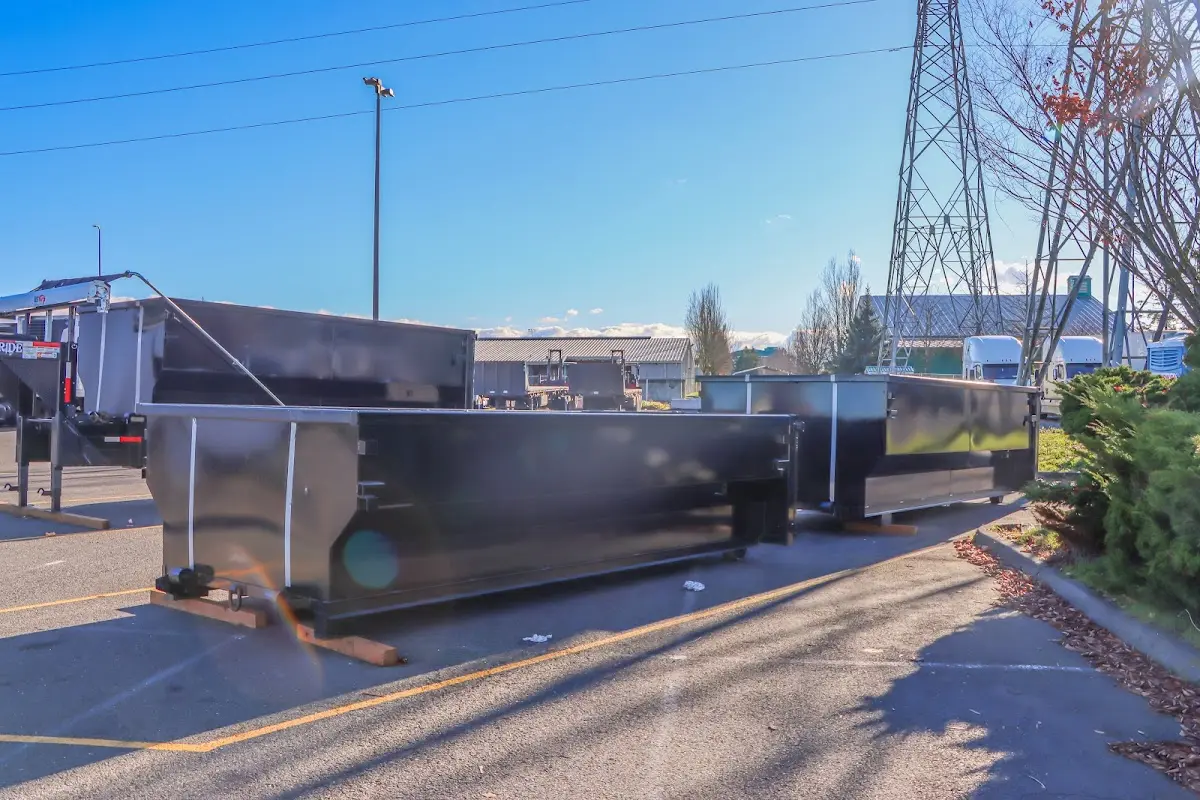 Roll-off dumpster ready for waste disposal at job site for Construction Dumpster Rental in New Richmond